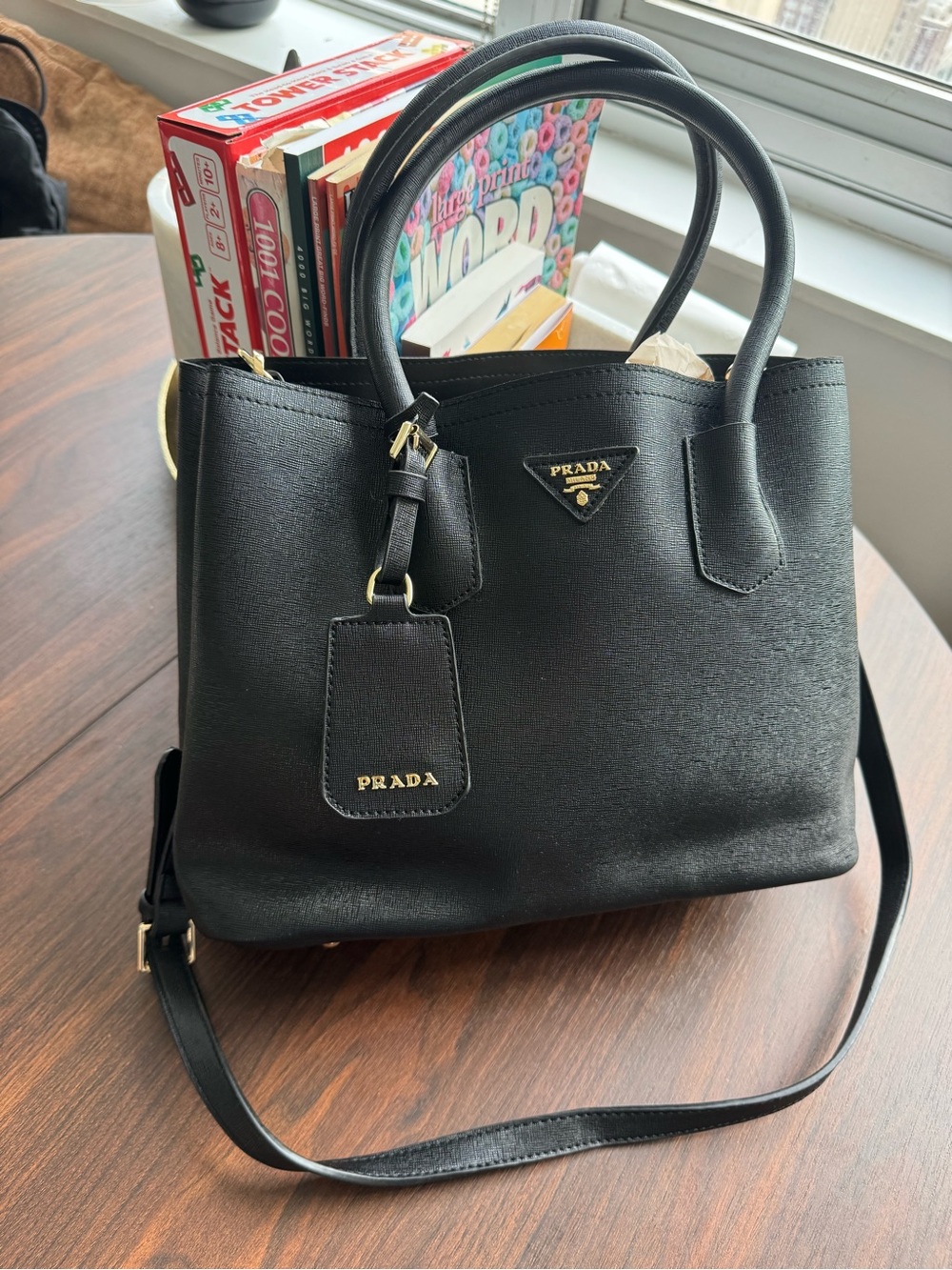 Black Saffiano Leather Tote Bag